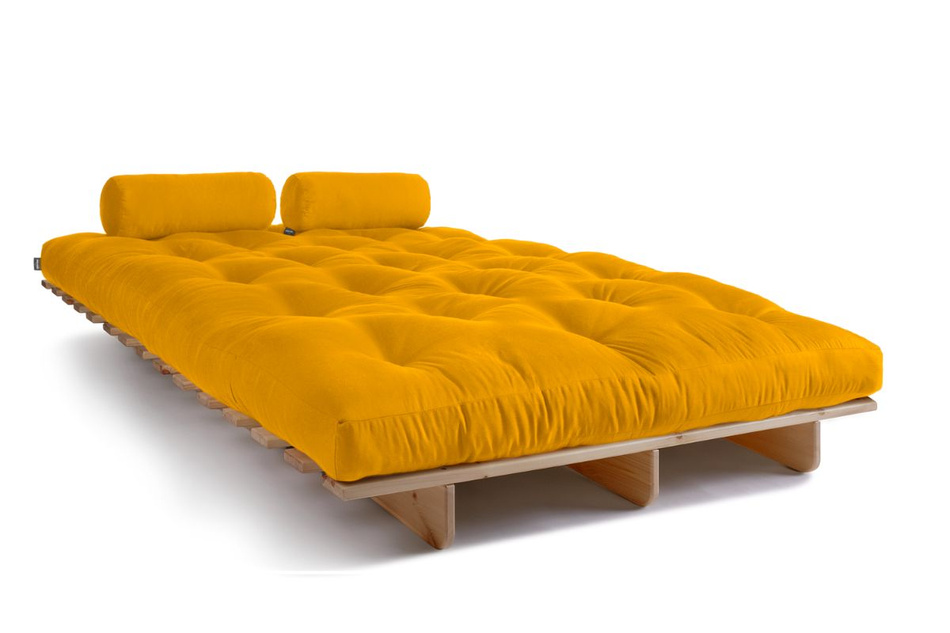 Sofa Bed Futon 140x200 - Slim Basic Classic - Pascall Yellow