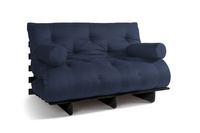 Sofa Bed Futon 140x200 - Slim Comfort Black - Pascall Navy Blue