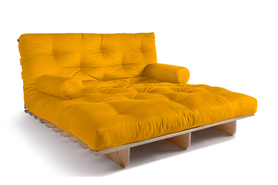 Sofa Bed Futon 140x200 - Slim Basic Classic - Pascall Yellow