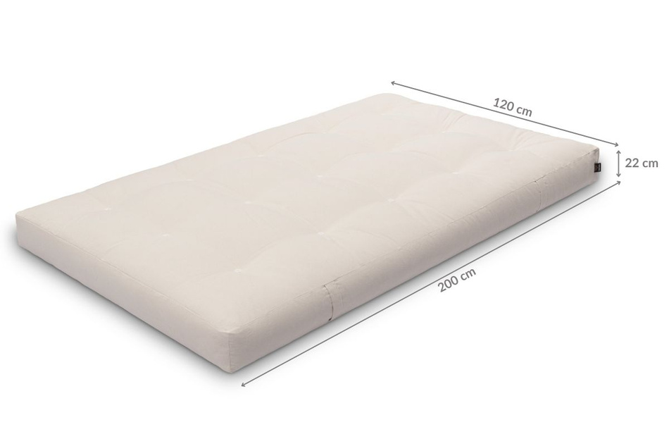 Futon Mattress 120x200 with wool, latex and 2x coconut - Comfort Wool Hard - Pascall Grey