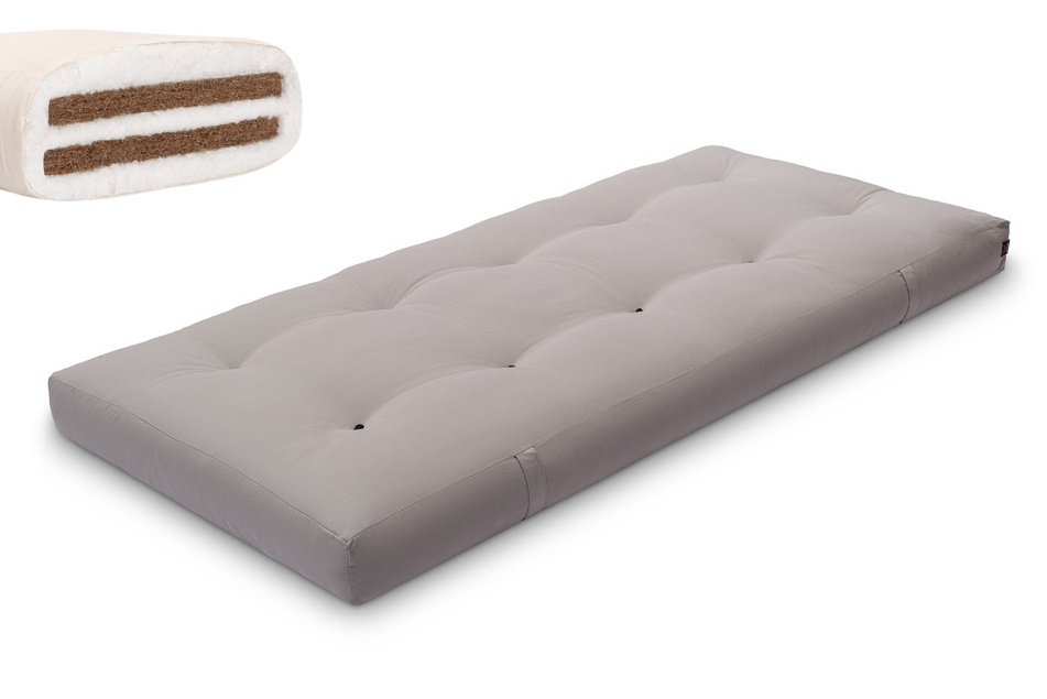 Futon Mattress 90x200 with coconut - Medium Duo Coco - Pascall Grey