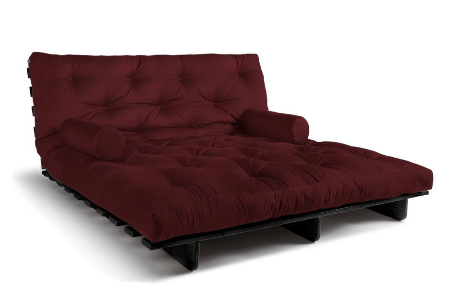 Sofa Bed Futon 180x200 - Slim Comfort Black - Pascall Burgundy