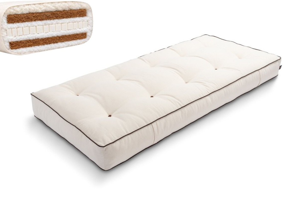 Futon Mattress 90x200 with wool, latex and 2x coconut - Comfort Wool Hard - Pascall Kedro Ecru