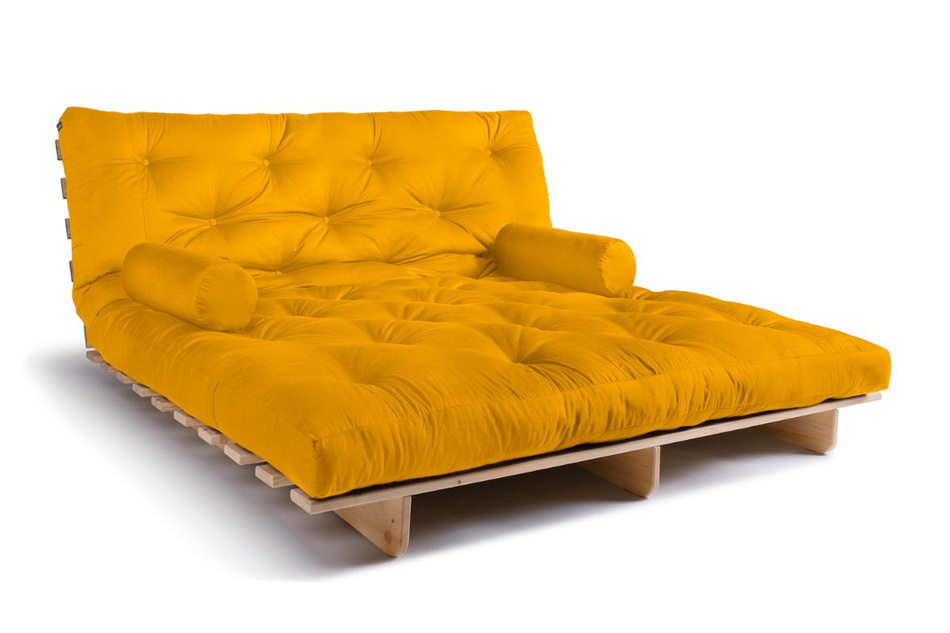 Sofa Bed Futon 180x200 - Slim Comfort Classic - Pascall Yellow