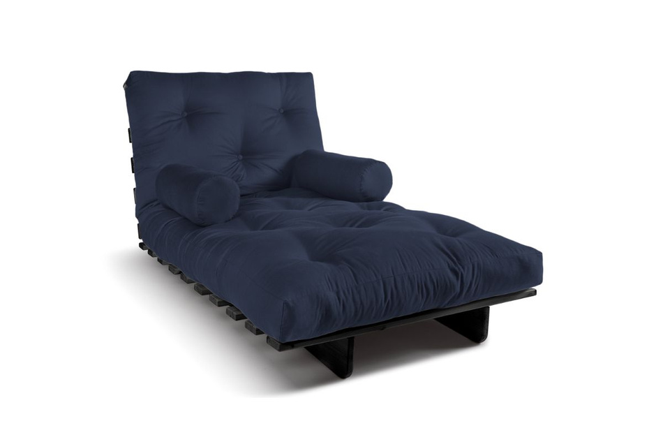 Sofa Bed Futon 90x200 - Slim Comfort Black - Pascall Navy Blue