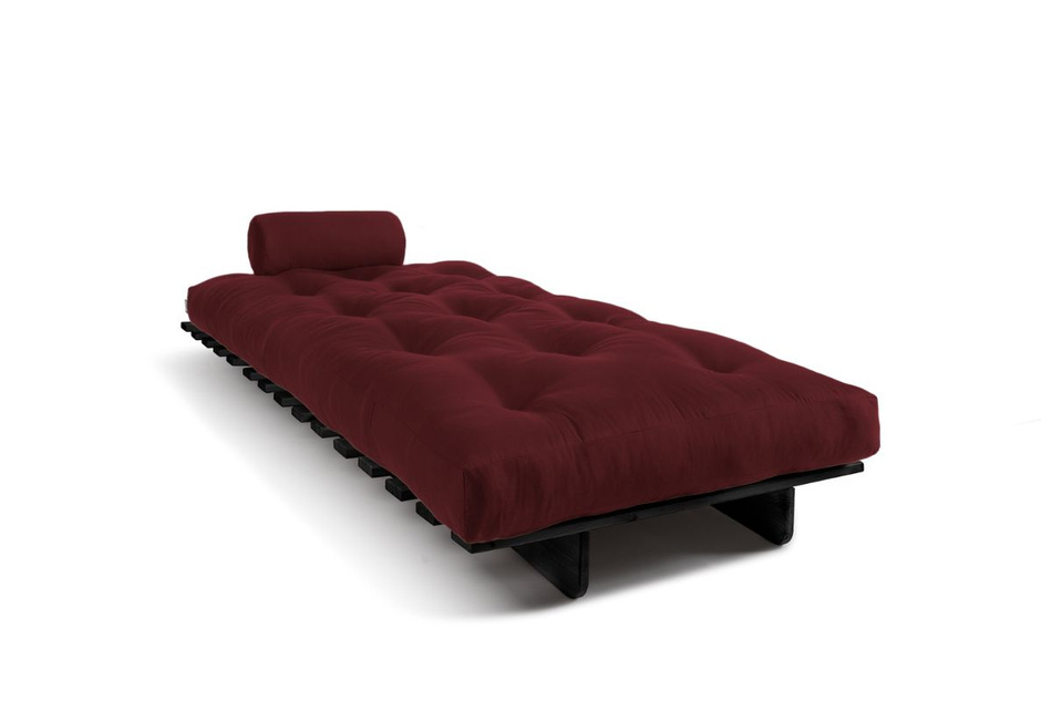Sofa Bed Futon 90x200 - Slim Comfort Black - Pascall Burgundy