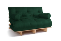 Sofa Bed Futon 140x200 - Slim Basic Classic - Pascall Botlle Green