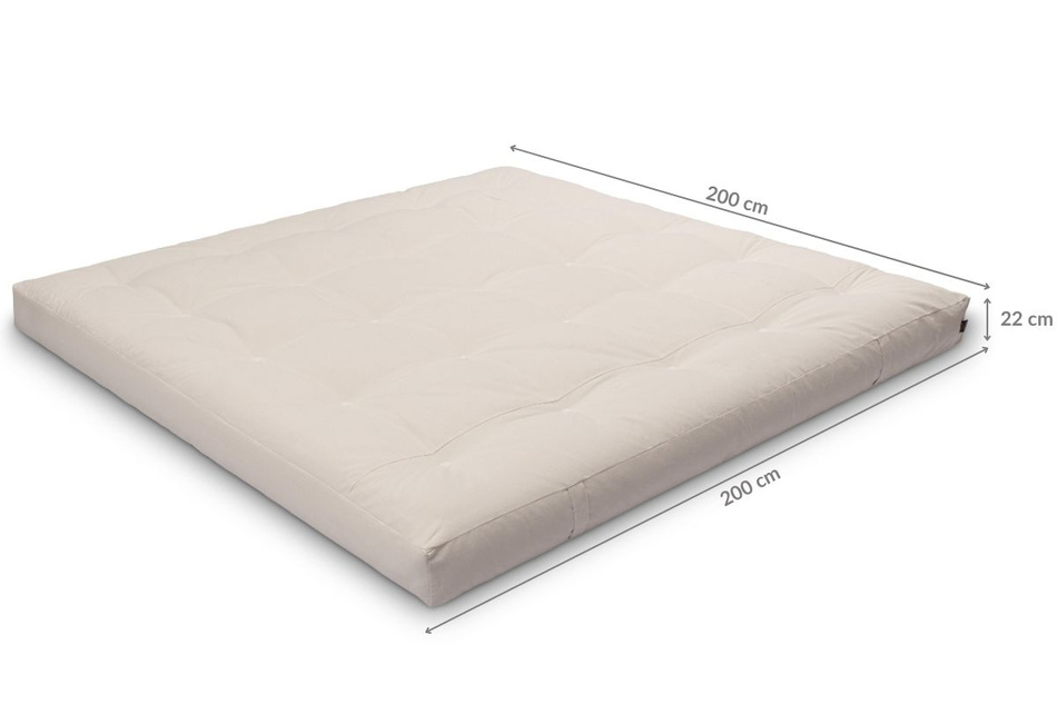 Futon Mattress 200x200 with latex and 2x coconut - Comfort Relax Hard - Pascall Ecru