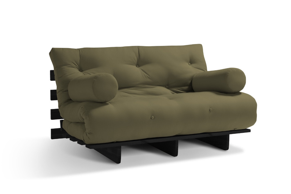 Sofa Bed Futon 120x200 - Slim Comfort Black - Pascall Khaki