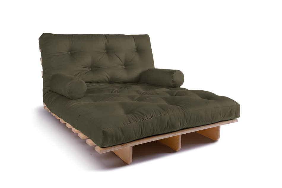 Sofa Bed Futon 120x200 - Slim Exclusive Classic - Pascall Khaki