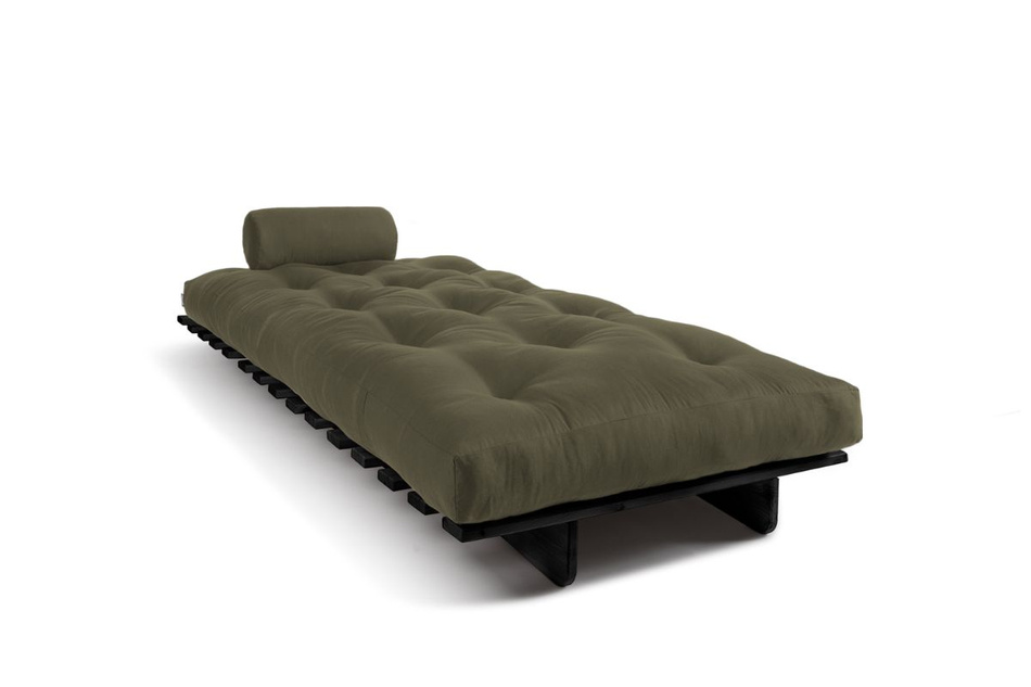 Sofa Bed Futon 90x200 - Slim Basic Black - Pascall Khaki