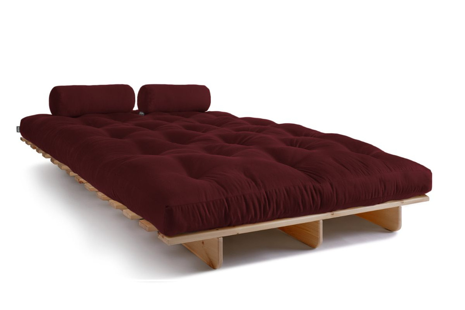 Sofa Bed Futon 140x200 - Slim Comfort Classic - Pascall Burgundy