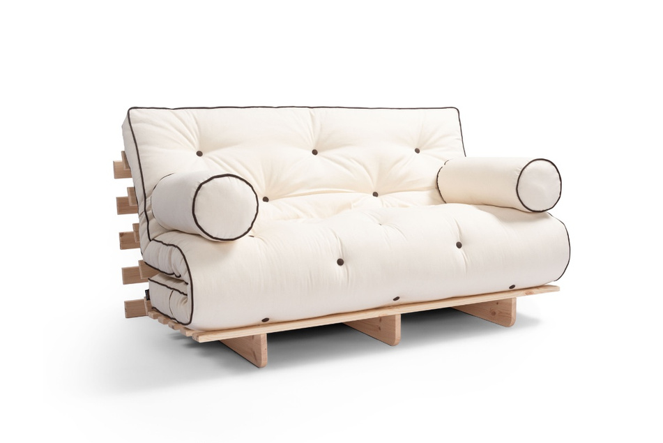 Sofa Bed Futon 140x200 - Slim Exclusive Classic - Pascall Kedro Ecru