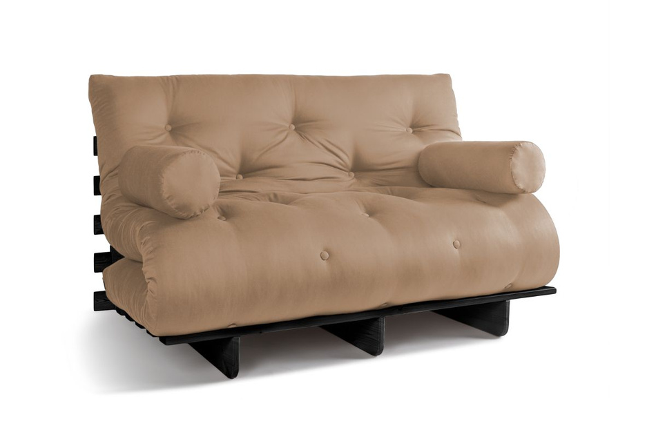 Sofa Bed Futon 140x200 - Slim Comfort Black - Pascall Beige