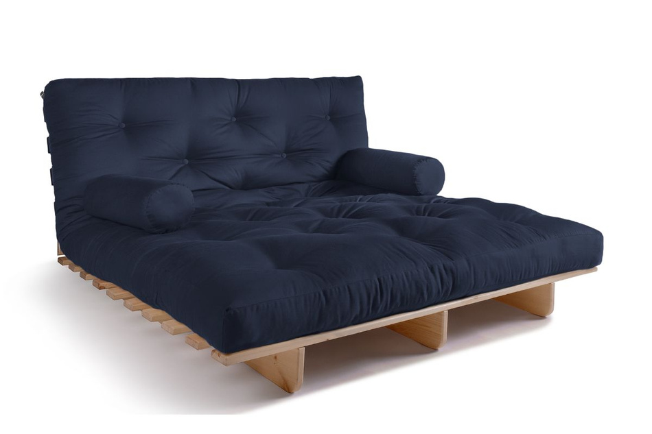 Sofa Bed Futon 140x200 - Slim Basic Classic - Pascall Navy Blue