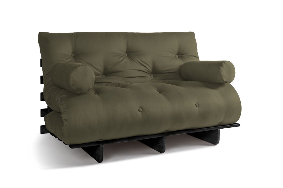 Sofa Bed Futon 140x200 - Slim Exclusive Black - Pascall Khaki